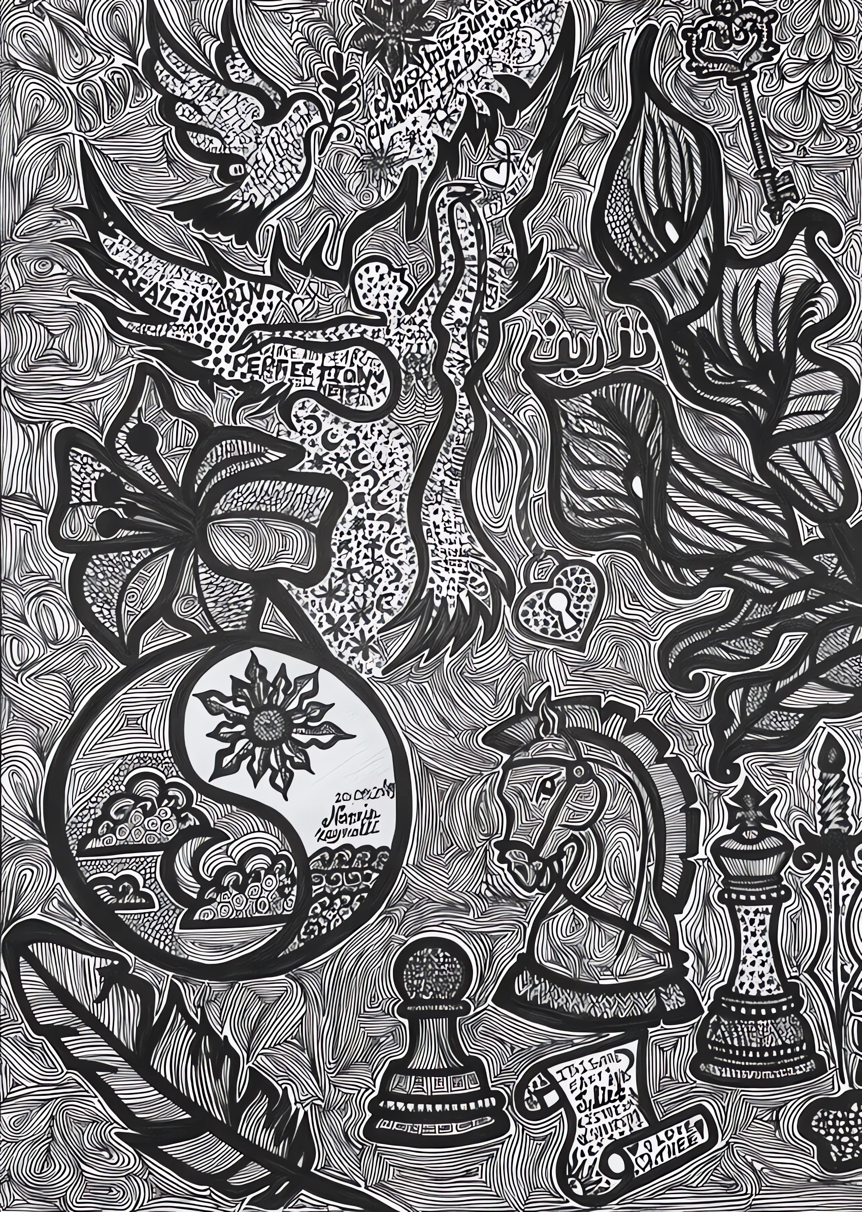 Chess and creatures in dense ink